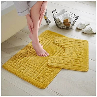 Afbeelding van GC GAVENO CAVAILIA Set van 2 antislip badmatten Badmat en wc mat met contour Machinewasbaar Oker
