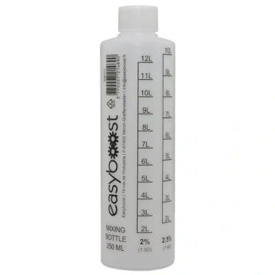 Afbeelding van Easyboost 2 takt oliemengfles met dop, 250 ml Schaal 2%, 2,5%, 3%, 4%, 5%, 6% fles voor het maken van de juiste mengverhouding benzine / olie, scooter, motorfiets, maaier, AM6, Derbi 1