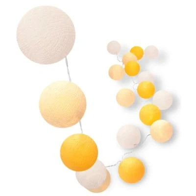 Afbeelding van CREATIVECOTTON lichtketting, katoenen ballen met timerstand en nachtlicht stand (zon, 20 ballen)