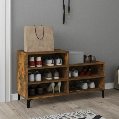 Afbeelding van Schoenenkast 102x36x60 cm bewerkt hout gerookt eikenkleurig