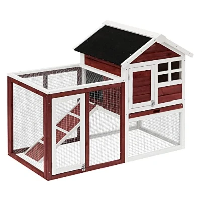 Afbeelding van PawHut Konijnenhok Drankje 122x63x92cm Rood