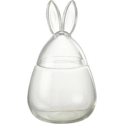 Afbeelding van J Line voorraadpot Konijn glas transparant small