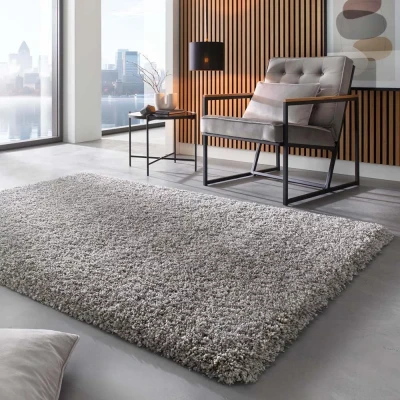 Afbeelding van Hoogpolig Vloerkleed Effen Shaggy Prime Zilver 133x195 Cm