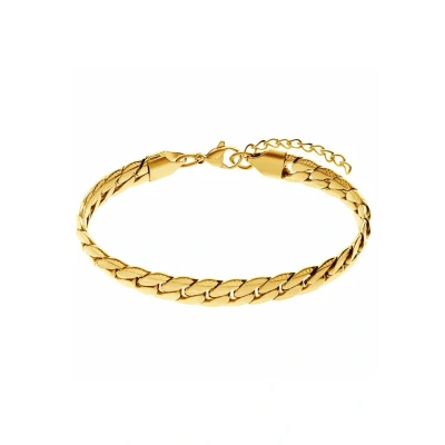 Afbeelding van Lucardi Dames Stalen goldplated Armband met gourmetschakel Staal Goudkleurig 20 cm