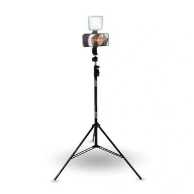 Afbeelding van TronicXL 210cm Tripod Smartphone statief met LED Lamp en kogelkop 360 draaibaar kantelbaar houder voor mobiele telefoon Licht Foto Video Livestreaming
