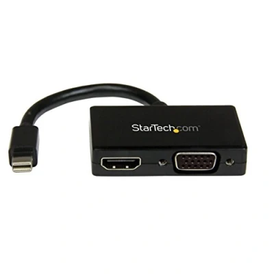 Afbeelding van StarTech.com Mini DisplayPort naar HDMI en VGA Adapter Dongle Hub Converter Multiport Splitter DP Monitor/Monitor of poort (MDP2HDVGAW)