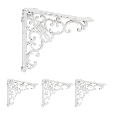 Afbeelding van plankdrager set van 4 21,5 cm gietijzer wit