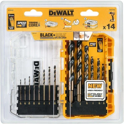 Image de DeWalt 14 Pièces Black &amp; Gold Set de Forets à Métal Tough Case