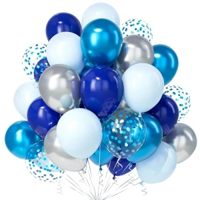 Afbeelding van Teselife 30 stuks blauwe zilveren ballonnen van cm Marineblauw Zilver metaal Confetti Voor mannen en vrouwen verjaardag, bruiloft, verloving, verjaardag