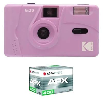 Afbeelding van Kodak Pack M35 Argentique + Pellicule 100 ASA Appareil Photo Rechargeable 35mm Purple, Objectif Grand Angle Fixe, Viseur optique , Flash Intégré APX 100, 36 poses