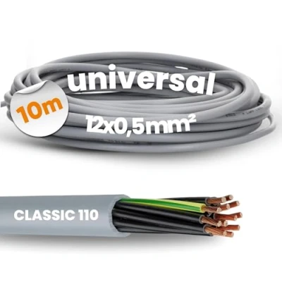 Afbeelding van 10 meter Lapp 1119012 Ölflex Classic 110 PVC stuurstroomkabel 12x0,5 mm² I 12 aderig omhulde kabel 12G0,5 met groen gele aardgeleider