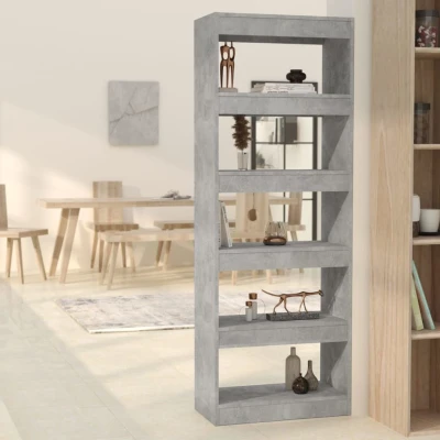 Afbeelding van Boekenkast/kamerscherm 60x30x166 cm spaanplaat betongrijs