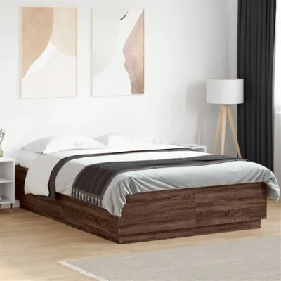 Afbeelding van vidaXL Bedframe met LED verlichting bruin eikenkleurig 160x200 cm