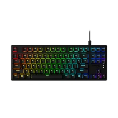 Afbeelding van HyperX Alloy Origins Core PBT TKL mechanisch gamingtoetsenbord, toetsen, RGB verlichting, compact, aluminium behuizing, aanpasbare authenticiteit, geïntegreerd aanraakgeheugen