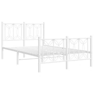 Image de vidaXL Cadre de lit métal avec tête lit/pied blanc 120x200cm