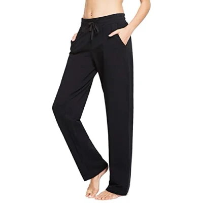 Afbeelding van BALEAF Yogabroek voor dames, belbroek, met hoge taille, binnenzak, comfortabel, sportbroek thuis, zwart.