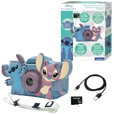 Image de LEXIBOOK Appareil photo pour enfant avec protection 4 en 1 Disney Stitch carte mémoire