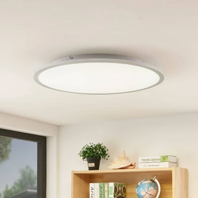 Afbeelding van Lindby LED plafondlamp 1licht kunststof, aluminium H: 5.2 cm wit, zilver Inclusief lichtbron