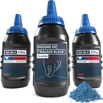 Afbeelding van Presch blauwe tekenpoederset, 3 x 200 g krijtpoeder, heldere en zichtbare lijnen door intens kleur, perfect voor het maken van meubels interieurs