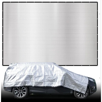 Afbeelding van 6x7 m Reflecterende Zonnezeil Aluminium Net Zonnescherm voor Auto Hond Camping