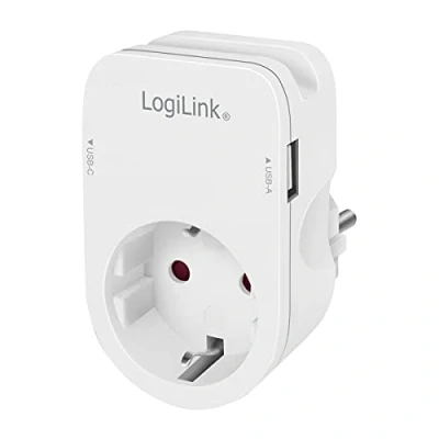 Afbeelding van LogiLink PA0259 Contactdoos Met USB laaduitgang, Kinderbeveiliging, Overspanningsbeveiliging IP20 Zwart