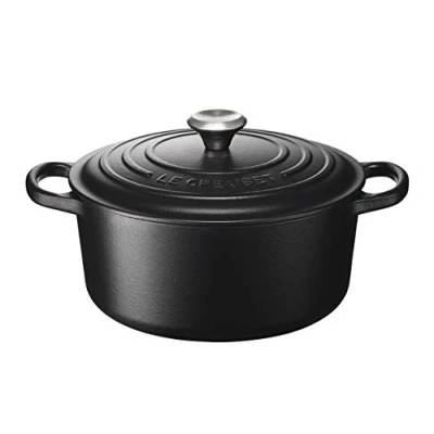 Image de LeCreuset Rôti / Faitout Signature rond Noir Mat 22cm 3,3l (intérieur noir)