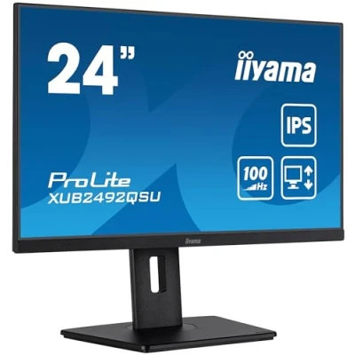 Image de iiyama ProLite XUB2492QSU B1 Écran LED 24&quot; (23.8&quot; visualisable) 2560 x 1440 WQHD @ 100 Hz IPS 300 cd/m² 1000:1 0.5 ms HDMI, DisplayPort haut parleurs noir, mat