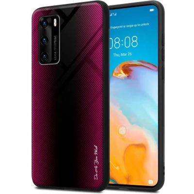 Afbeelding van Cadorabo Hoesje geschikt voor Huawei P40 in PAARS ROZE Beschermhoes gemaakt van TPU silicone Case Cover en achterkant gehard glas