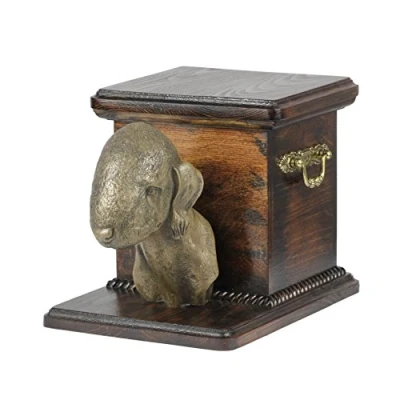 Afbeelding van Elegante urn hond voor hondenas met beeldje van Bedlington Terrier