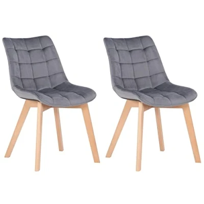 Afbeelding van CLP Passaic Set van 2 Eetkamerstoelen Fluweel grijs