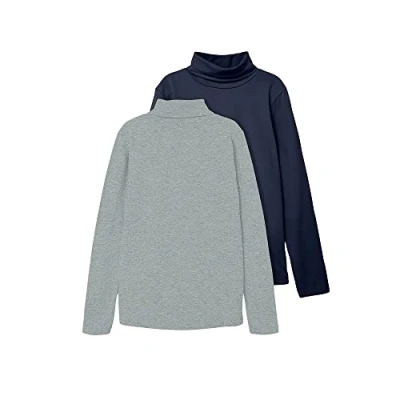 Image de Name It T Shirt à Manches Longues Mixte, Saphir Foncé Pack : Gris Mélangé, 134 140