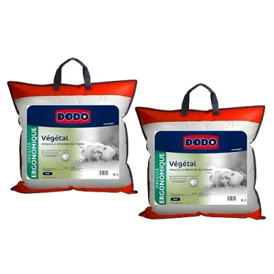 Afbeelding van Vente unique DODO Set 2 Ergonomische hoofdkussens met vormgeheugen VEGETAL 60x60 cm L 60 x H 5 D