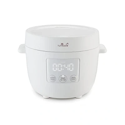 Afbeelding van Yum Asia Tsuki Mini Rijstkoker Shinsei Keramische Kom 2.5 kopjes Pebble White