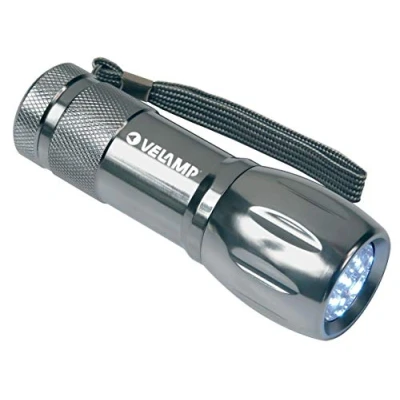 Afbeelding van Velamp IN240 metalen zaklamp, 25 lumen, 9 leds, verlichting 20 m, met hoes