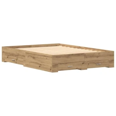 Afbeelding van vidaXL Bedframe met Laden Artisan eiken Bewerkt hout 160 x 200 cm Opslag
