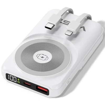 Afbeelding van powerbank USB C [10.000 mAh] Magnetische externe batterij compatibel met Magsafe &amp; iPhone 12/13/14/15/16 Pro draagbare draadloze inductielader kabel (alle soorten