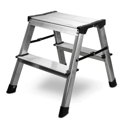 Afbeelding van siwitec aluminium trapladder, 2 x treden, licht, aan beide zijden toegankelijk ladder, belastbaar tot 150 kg, TÜV getest