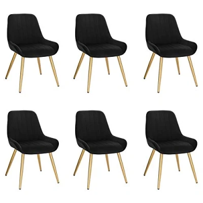 Afbeelding van Lestarain Eetstoelen Set van 6 Vintage Keuken Counter Stoelen Lounge Vrije tijd Woonkamer Hoek Met Metalen Benen PU Lederen Stoel en Rugleuningen Zwart