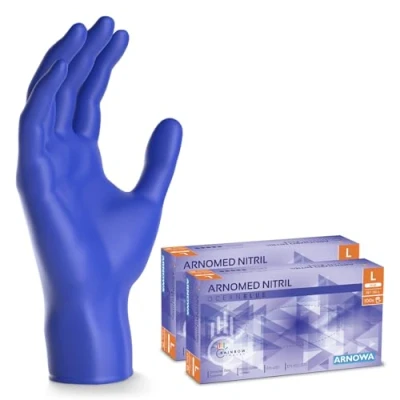 Afbeelding van ARNOMED Oceaanblauwe wegwerphandschoenen, nitril handschoenen, maat L, wegwerphandschoen 200 stuks (2 dozen), poedervrij en latexvrij, wegwerphandschoenen in S, M, L XL