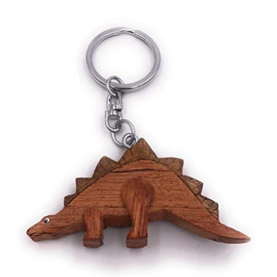 Afbeelding van H Customs Stegosaurus Krijt dinosaurus van edel hout handgemaakte sleutelhanger hanger