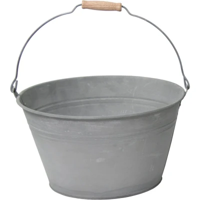 Afbeelding van Mega Collections Emmer/plantenpot/bloempot zink grijs D23 x H12 cm