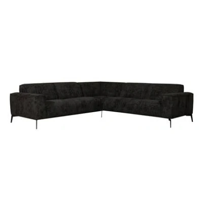 Afbeelding van Bronx71® Hoekbank Vegas zwart stof chenille links/rechts