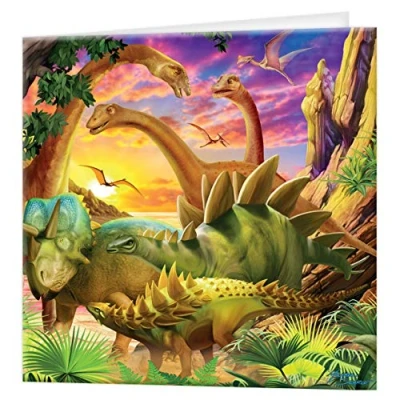 Afbeelding van 3D LiveLife Deluxebase kleurrijke dinosaurus wenskaart voor alle gelegenheden en leeftijdsgroepen, originele licentie van de gerenommeerde kunstenaar Michael Searle