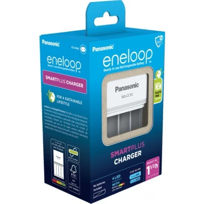 Afbeelding van Panasonic Eneloop Smart en Snelle Oplader (BQ CC55E) wit