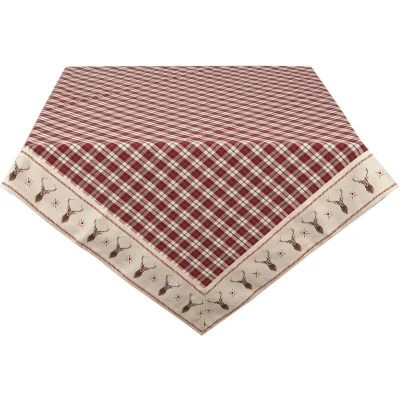 Afbeelding van Clayre &amp; Eef Tafelkleed 130x180 cm Rood Beige Katoen Rechthoek Ruit
