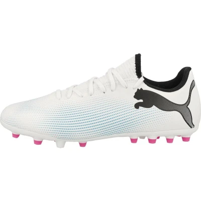 Afbeelding van Puma Future 7 PLAY MG Voetbalschoenen met kunststof noppen, Heren, Maat: 44, White/black/poison pink Kunststof/ textiel