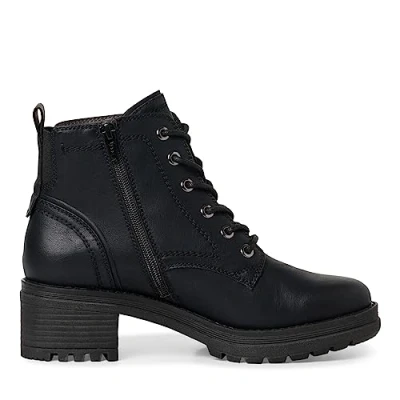 Afbeelding van Jana Enkellaarsjes met plateauzool, Dames, Maat: 37, Black Leer