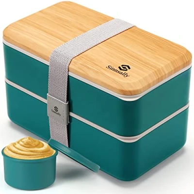 Afbeelding van Sinnsally Japanse lunchbox voor volwassenen, 1400 ml met vakken, Bento bestek, broodtrommel, lunchbox,
