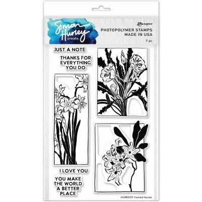 Afbeelding van Ranger SH Clearstamps 6x9 Framed Florals HUR83337 Simon Hurley (04 23)
