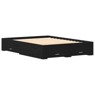 Afbeelding van vidaXL Bedframe met lades Zwart eiken Bewerkt hout 140 x 190 cm